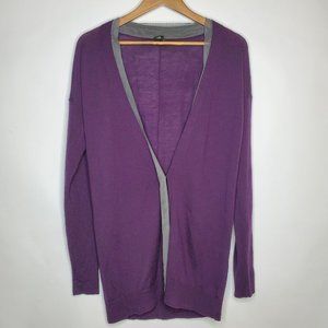 Club Monaco Womens 100% Wool Cardigan Size M Purple V Neck Button Front Layering